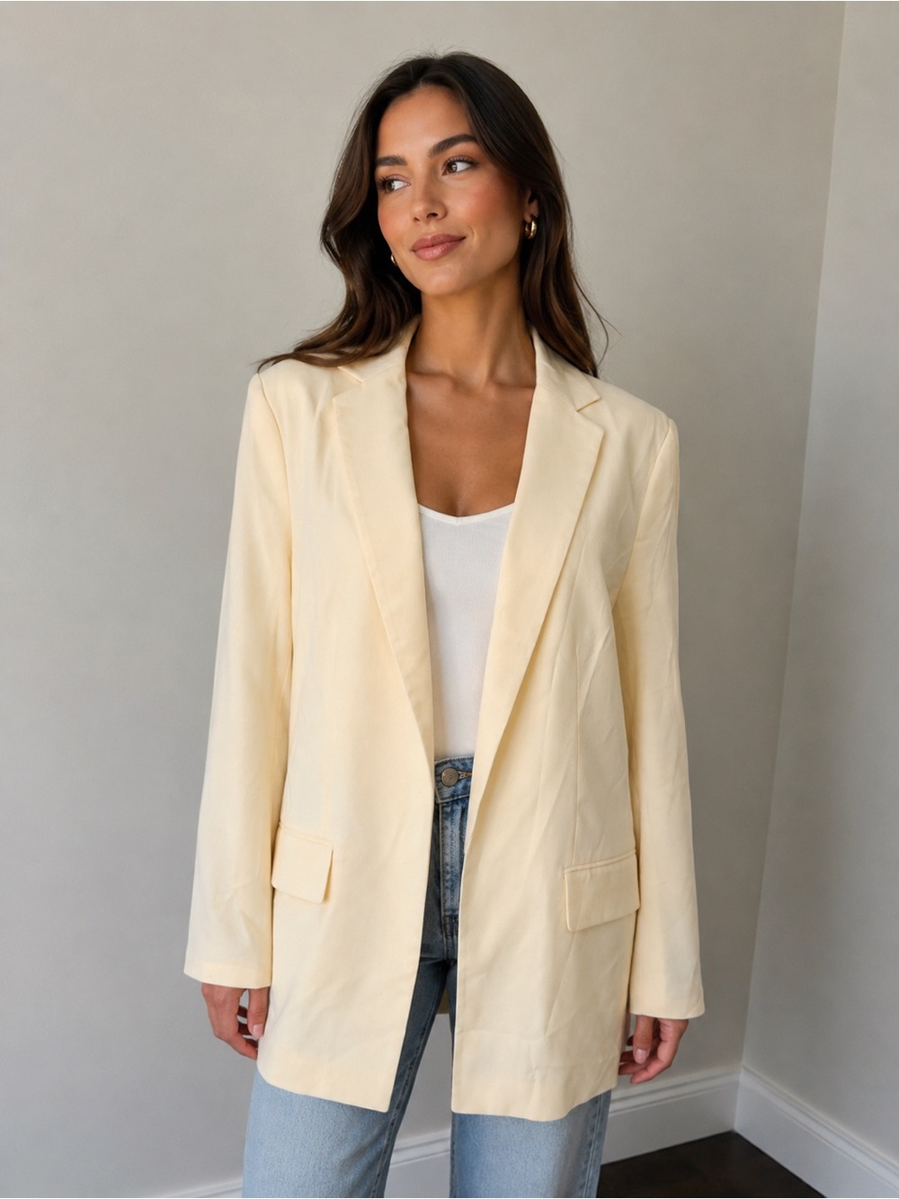 H&M Cream Single-Breasted Blazer